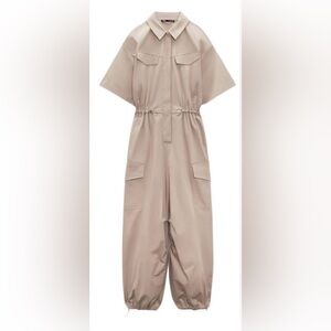 Zara Gabardine Jumpsuit in Mango Size S NWT